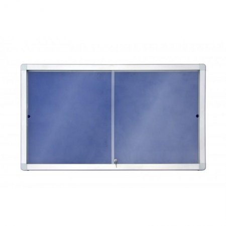 Horizontální vitrína s posuvnými dveřmi 141x70 cm (12xA4) modrý filc, obr. 1