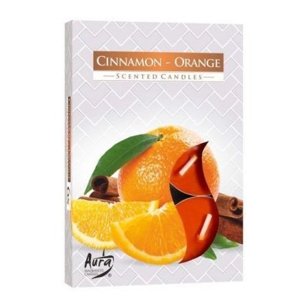 Vonná čajová svíčka Skořice - Pomeranč 6 ks v krabičce