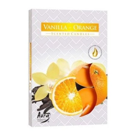 Vonná čajová svíčka Vanilka - Pomeranč 6 ks v krabičce
