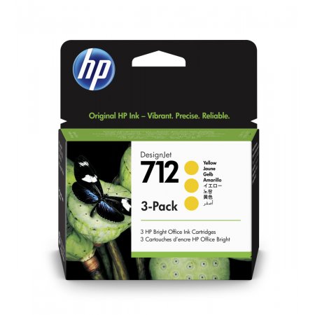 HP 712 Ink. náplň žlutá, trojbalení; 3ED79A originál