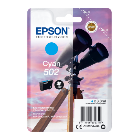 EPSON singlepack,Cyan 502,Ink,standard originální